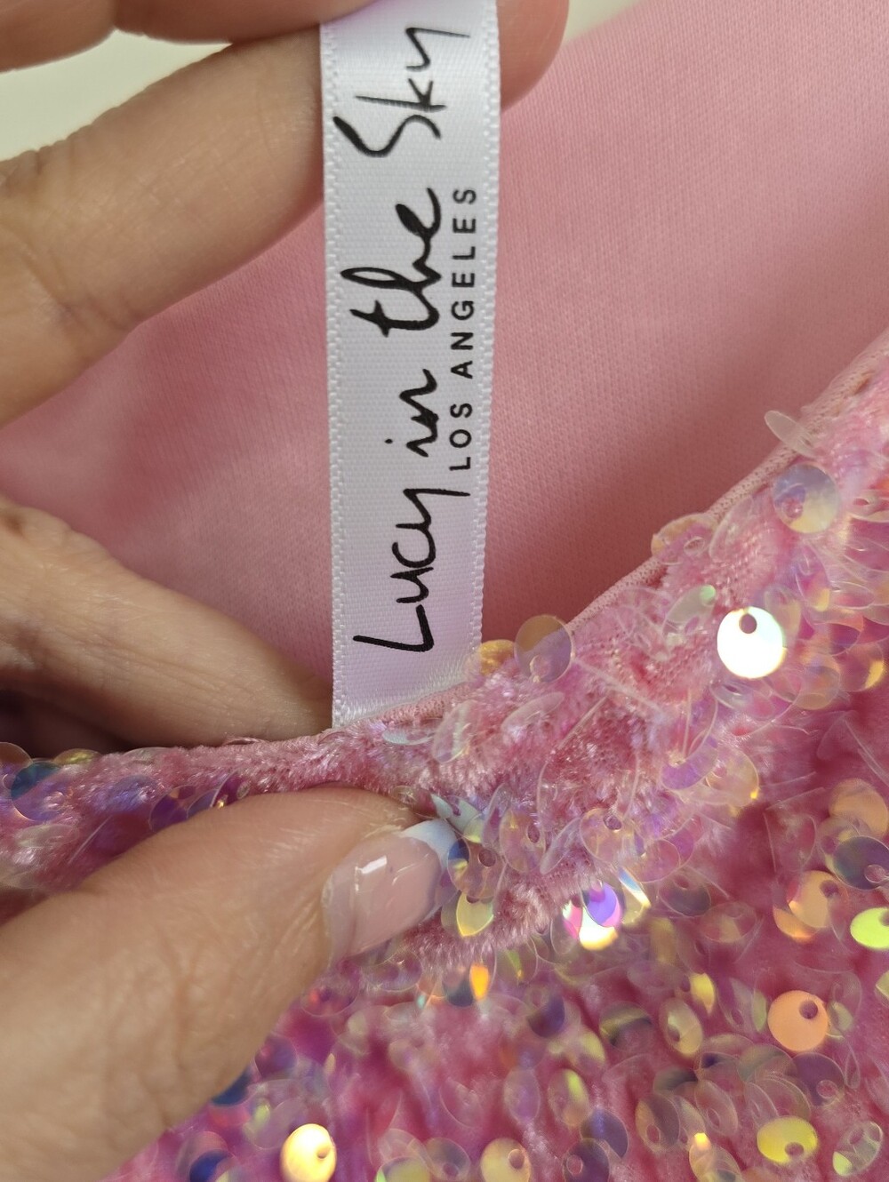 Lucy In The Sky Pink Sequin Mini Dress Size M Y2K Hoco Homecoming Dress - Picture 6 of 7